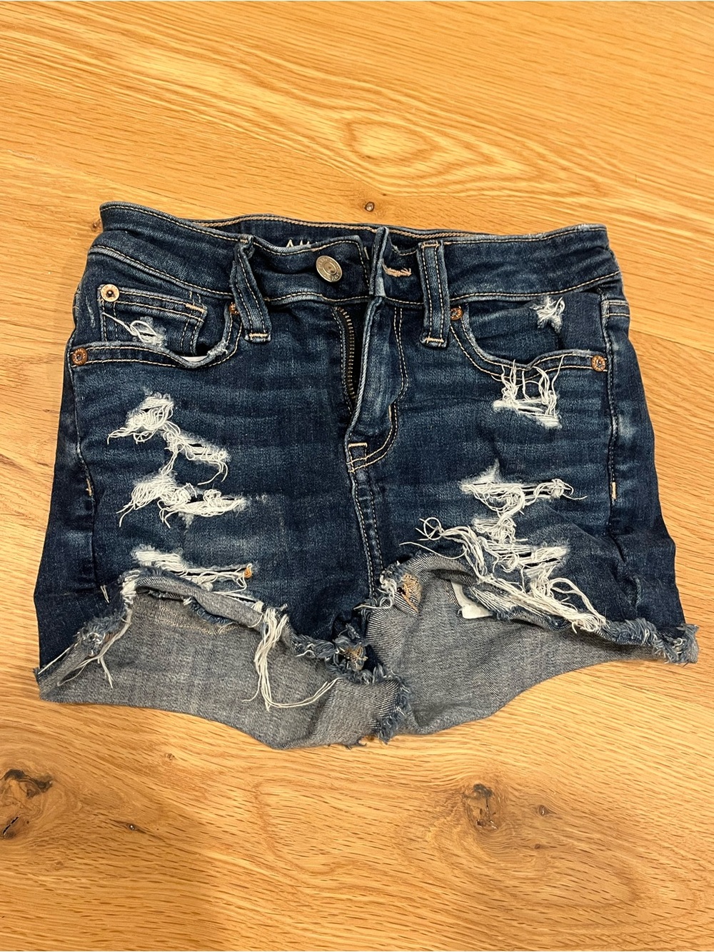 American Eagle Outfitters Distressed Dark Blue Denim Shorts Sz 000